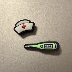 CROCS White and Green Nurse Jibbitz Set